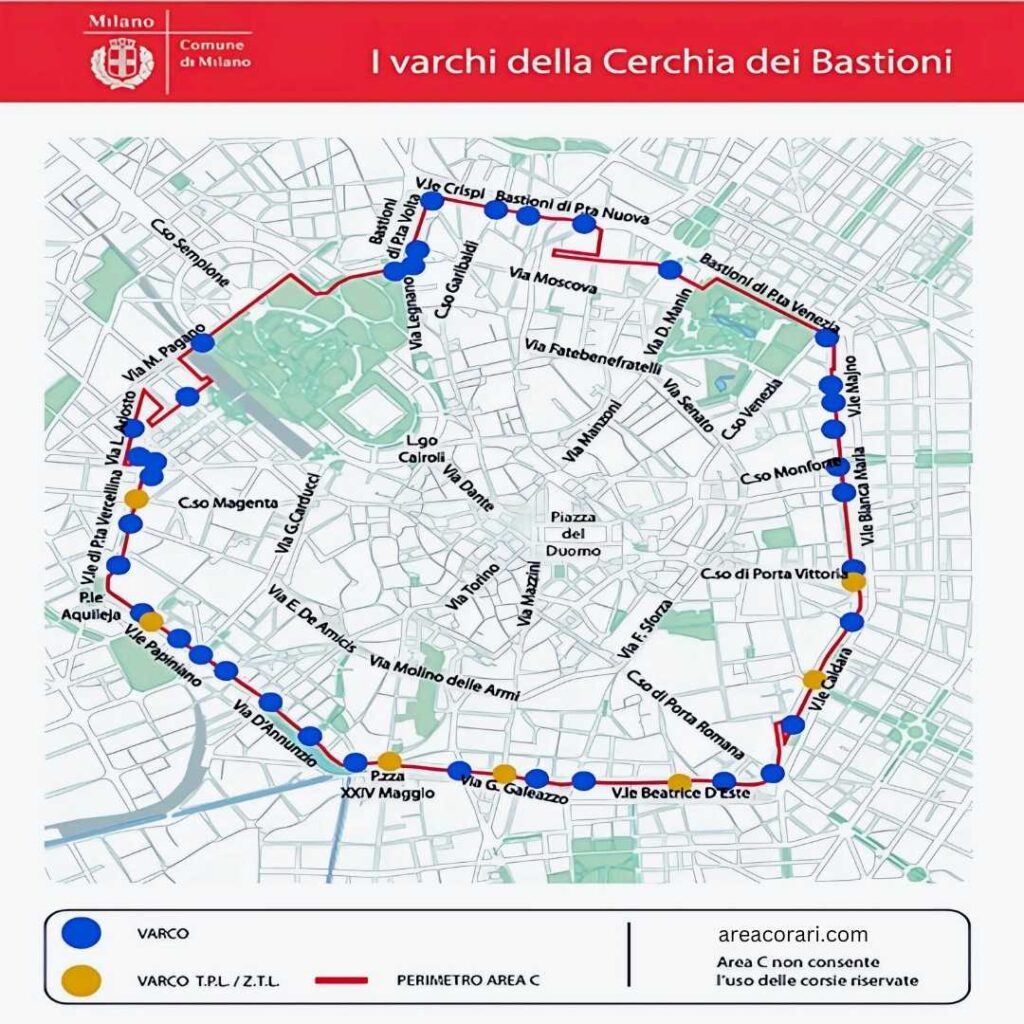 area c milano mappa